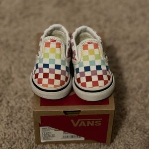 Multi-color checkerboard Vans